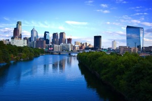 A front view philadelphia city